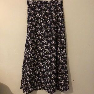 black floral midi skirt
